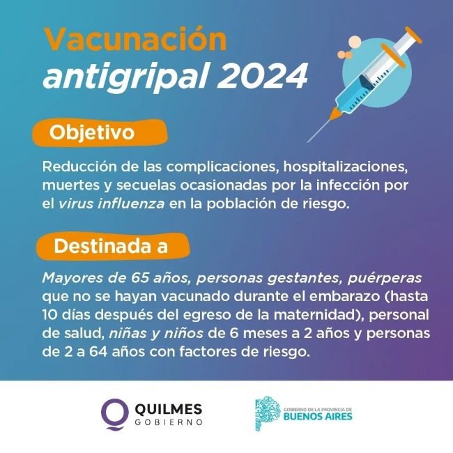 COMENZÓ LA CAMPAÑA DE VACUNACIÓN ANTIGRIPAL 2024 EN LOS CENTROS DE SALUD DE QUILMES 1